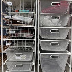 White Metal Mesh Drawer Organizers