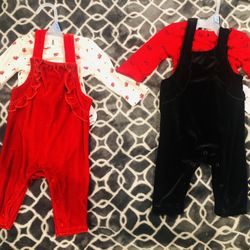 Baby Girls Overall and Bodysuit Outfit Set, Sizes 3/6, 12, 18 Months