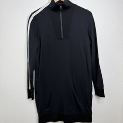 ATHLETA Circa Track Sweatshirt Dress Women's Black White Size S