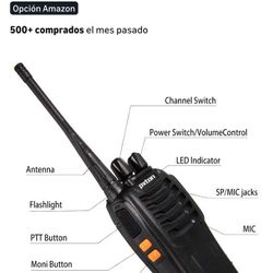 pxton Radios bidireccionales de largo alcance Walkie Talkies para adultos con auriculares, radio de mano de 16 canales de 2 vías recargable con linter