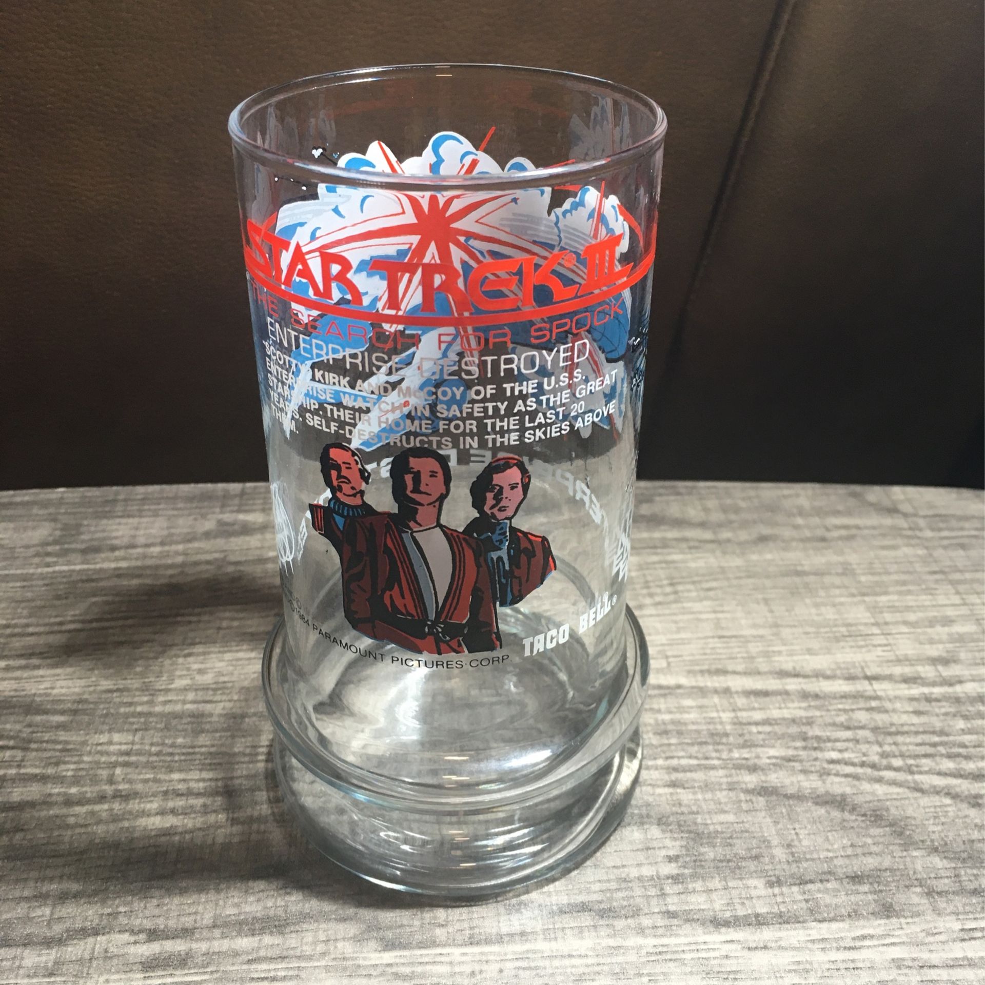 Paramount Pictures Corp. ~ 1984 Vintage Taco Bell Star Trek III ~ The Search For Spock Complete Set Of 4 Drinking Glasses