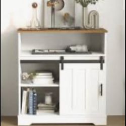 White Cabinet With Barn Door