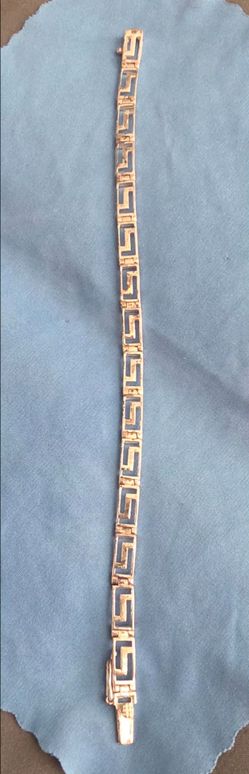 925 Sterling Silver Greek Key Bracelet 8" Italy Hallmarked