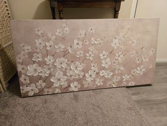 White Blossoms Canvas Wall Art