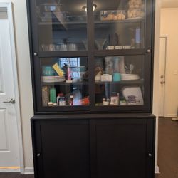 HAVSTA Storage With Sliding Glass Doors, Black, 47 5/8*18 1/2*83 1/2"