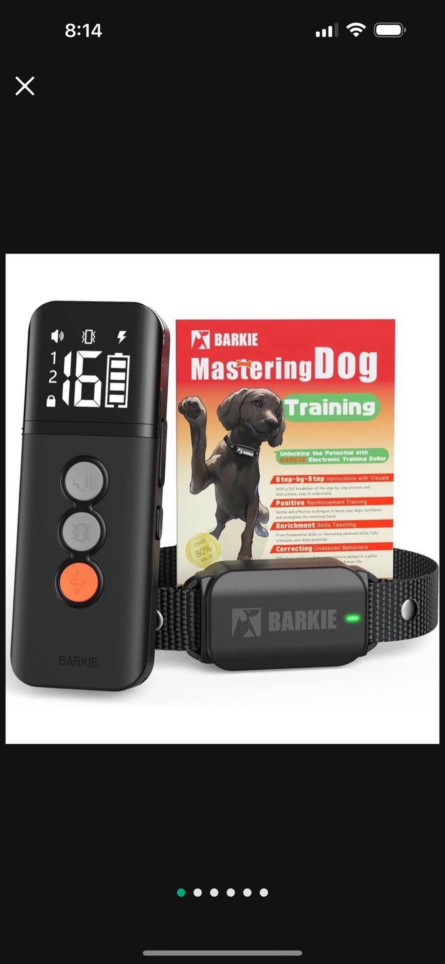 Dog Training Collar with Dog Positive Reinforcement Training Booklet Waterproof Shock Collar with Remote for Small Medium Large Dogs (Black)