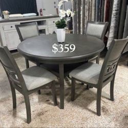 5-Pc Gray  Round Dining Set ✅No Tax ✅