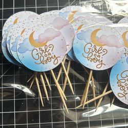 Gender reveal cupcake toppers