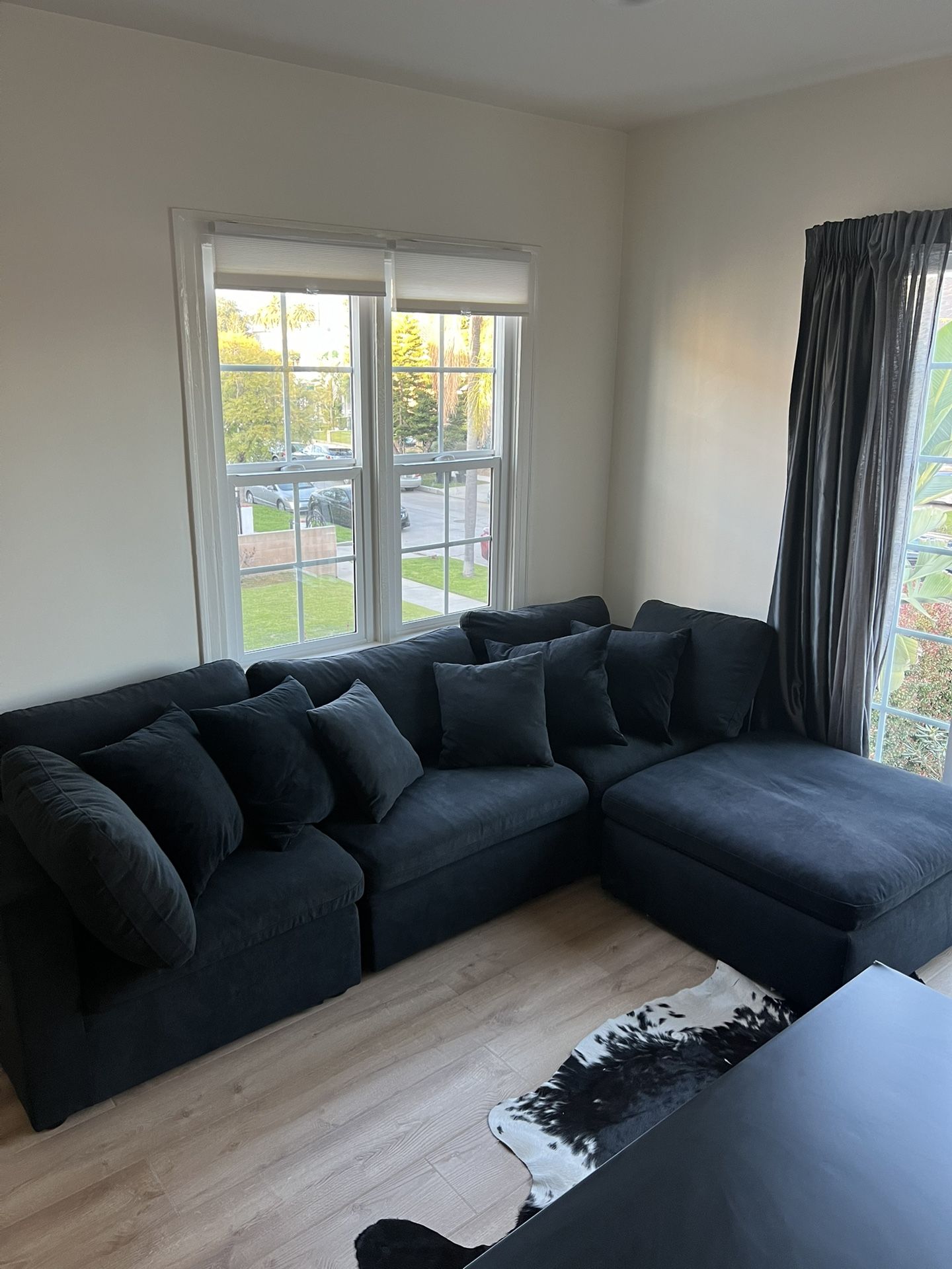 Black Velour Cloud Couch