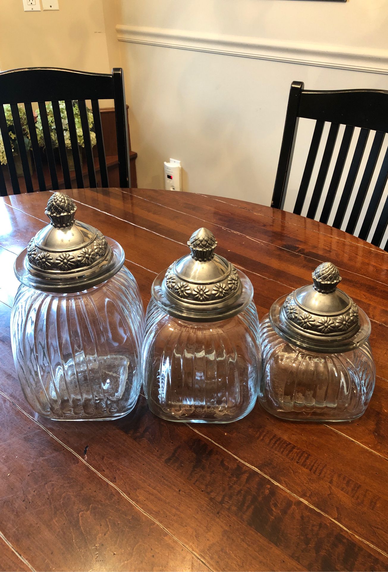 Set of vintage glass cookie jars