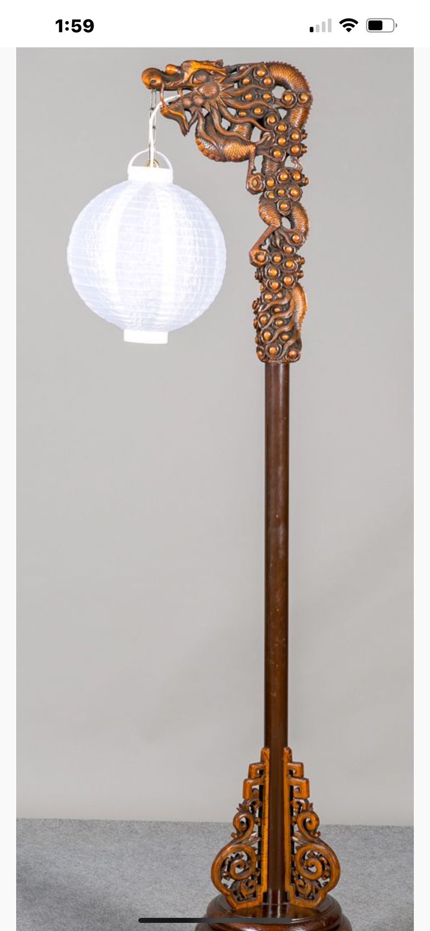 Chinese Dragon Carved Standard Floor Lamb