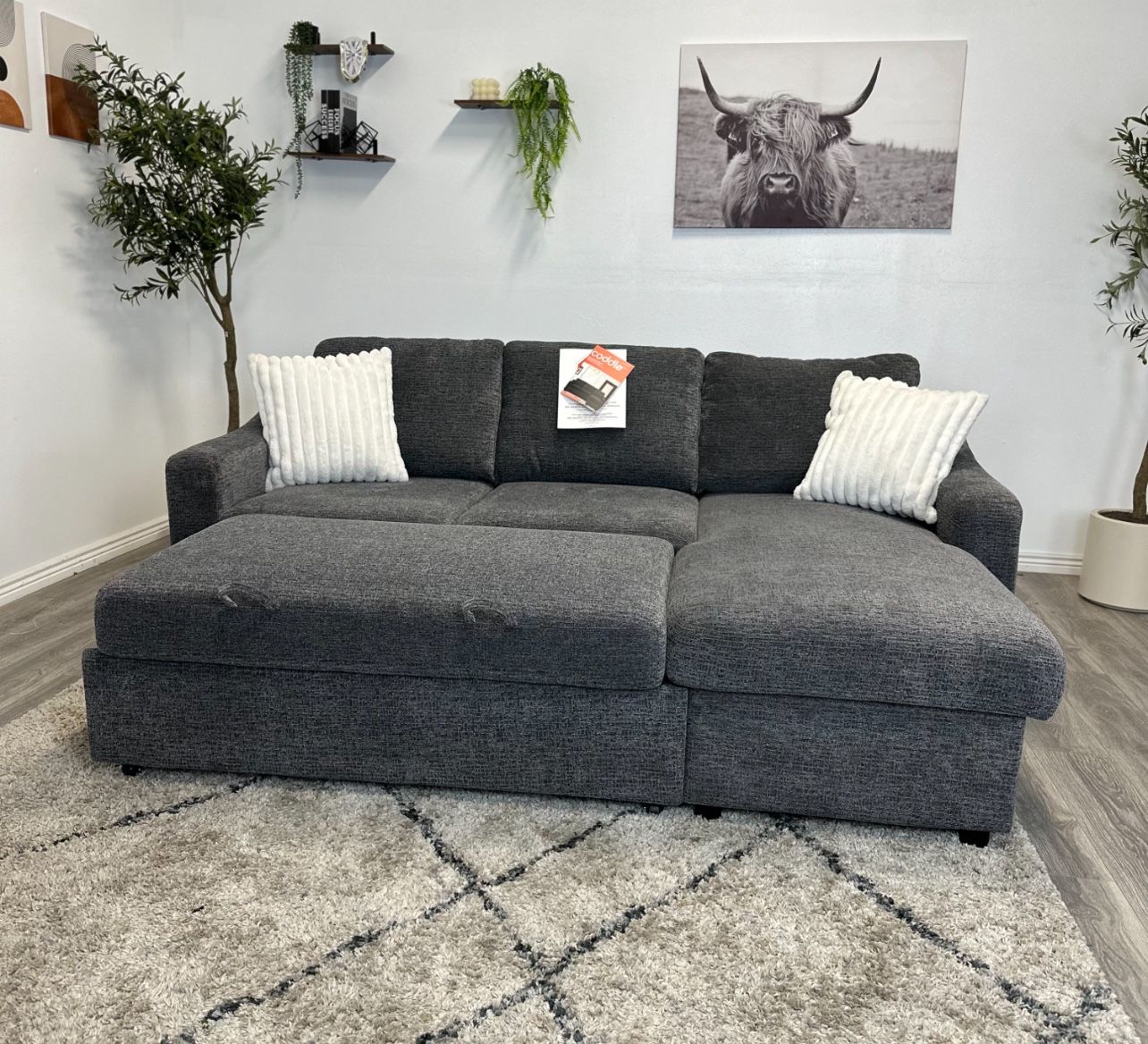 Gray Sectional Sleeper Couch - Free Delivery
