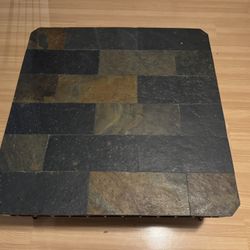 Antique Slate Stone/Metal Coffee Table and Side Table