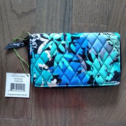 Vera Bradley Camofloral Accordion Wallet With Lanyard 