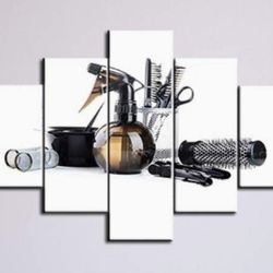 Beauty Salon Wall Art for Living Room Professional Hairdresser Tools Paintings White Pictures Multi Panel Prints Canvas Artwork Giclee Modern Home Dec