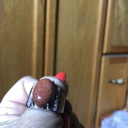 Men’s Goldstone Ring, Size 11, Stainless Steel 