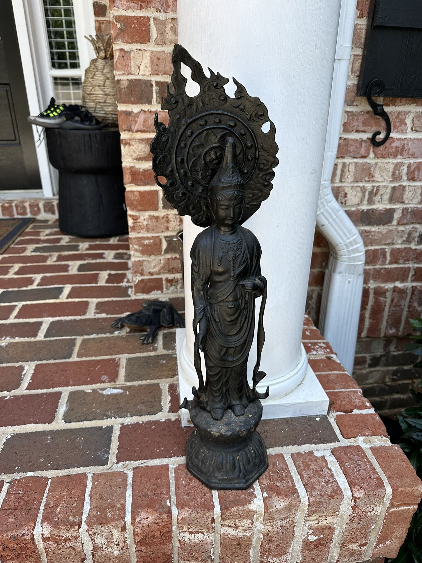 Vintage Cast Iron Buddha Statue Kannon Bosatsu