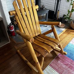 Antique Wood Rocking Log Chair Wooden Rustic Log Rocker