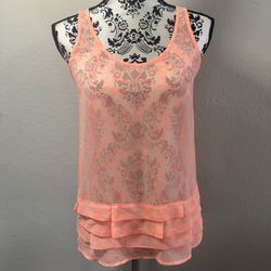 Old Navy Women’s Sheer Tank Top Cami Sleeveless Size XS Neon Orange