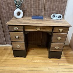 Restored 7 Drawer Wood Desk
