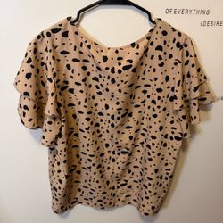 Animal Print Ruffle Sleeve Blouse