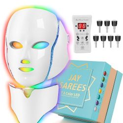 Red-Light-Therapy-for-Face, Led Face Mask Light Therapy, 7-1 Colors LED Facial Skin Care Mask (White)