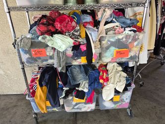 10.00 dollars for 1 bin Full , 6 bins available kids clothing