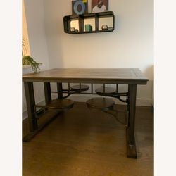 Wood Dining Room Table With Attached Seats 