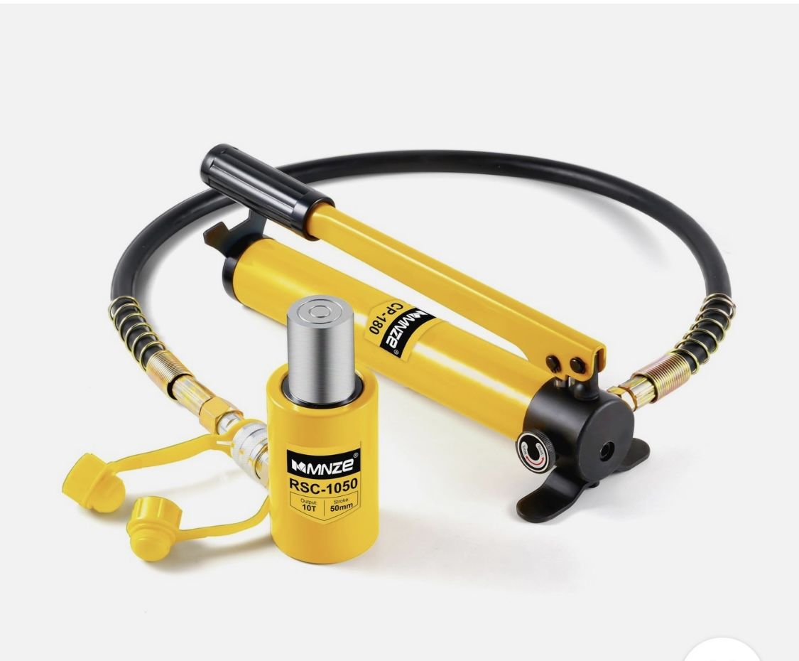 10T 2" Stroke Hydraulic Cylinder Jack Sets Porta Power Ram Jack Kits Single Acting Lifting Cylinder Retract Automatically with CP-180 Hydraulic Hand P