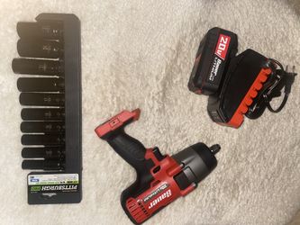 Bauer 20 V Torque Impact Wrench & PITTSBURGH 1/2 in. Drive Impact Deep Socket Set, 13-Piece