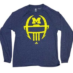 Adidas Climalite Long-Sleeve Shirt L Michigan Wolverines Football Helmet Logo