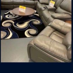 *Ad Special* Madrid Gray Leather Reclining 3 Piece Living Room Sets---Now  $1599---Delivery And Easy Financing Available 