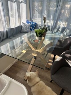 Modern Glass dining table 63 in