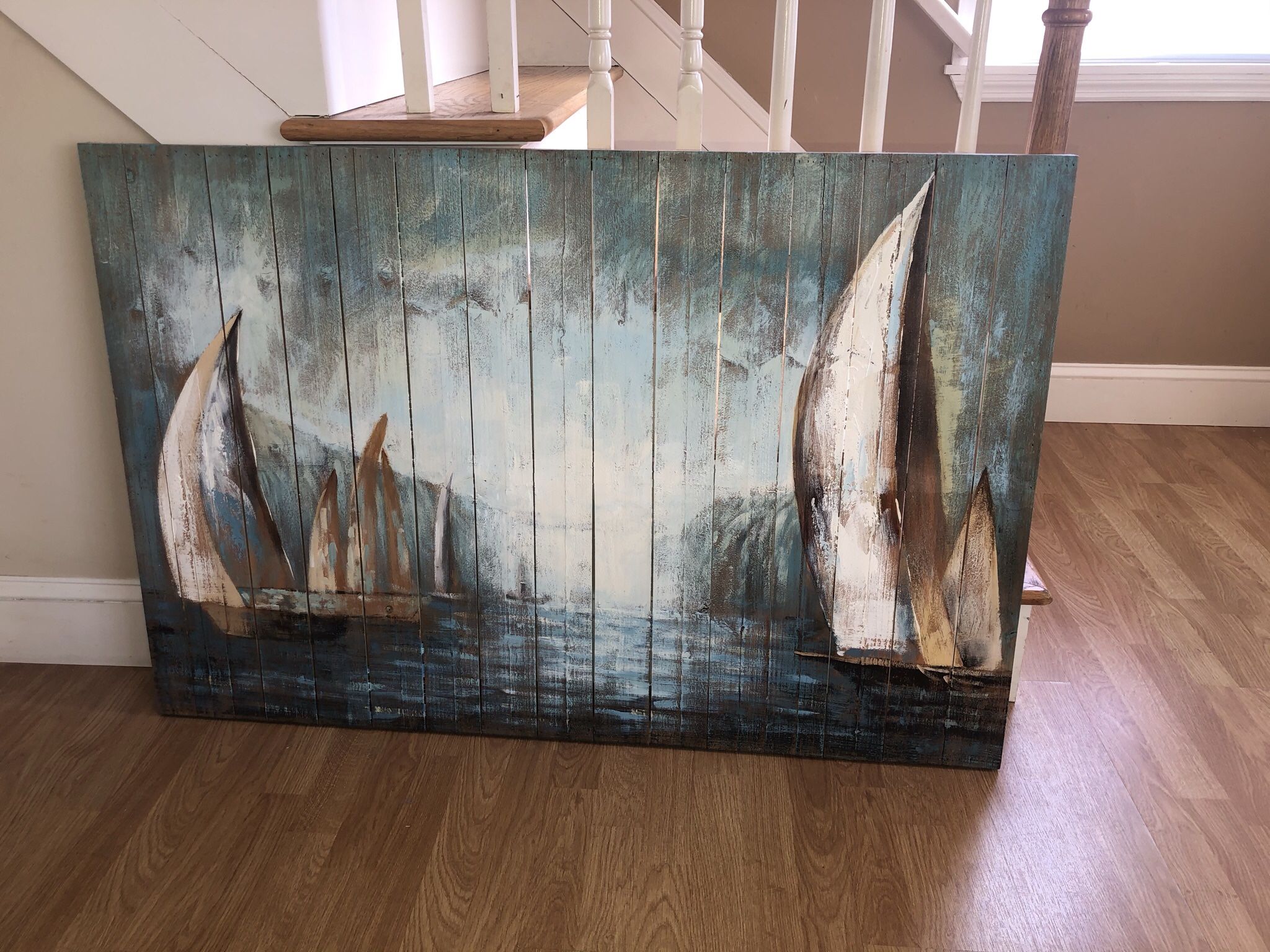 Pier 1 Imports Drifting Sailinng Boats Wood Wall Art