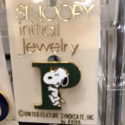 Vintage Snoopy initial jewelry pin —many letters available