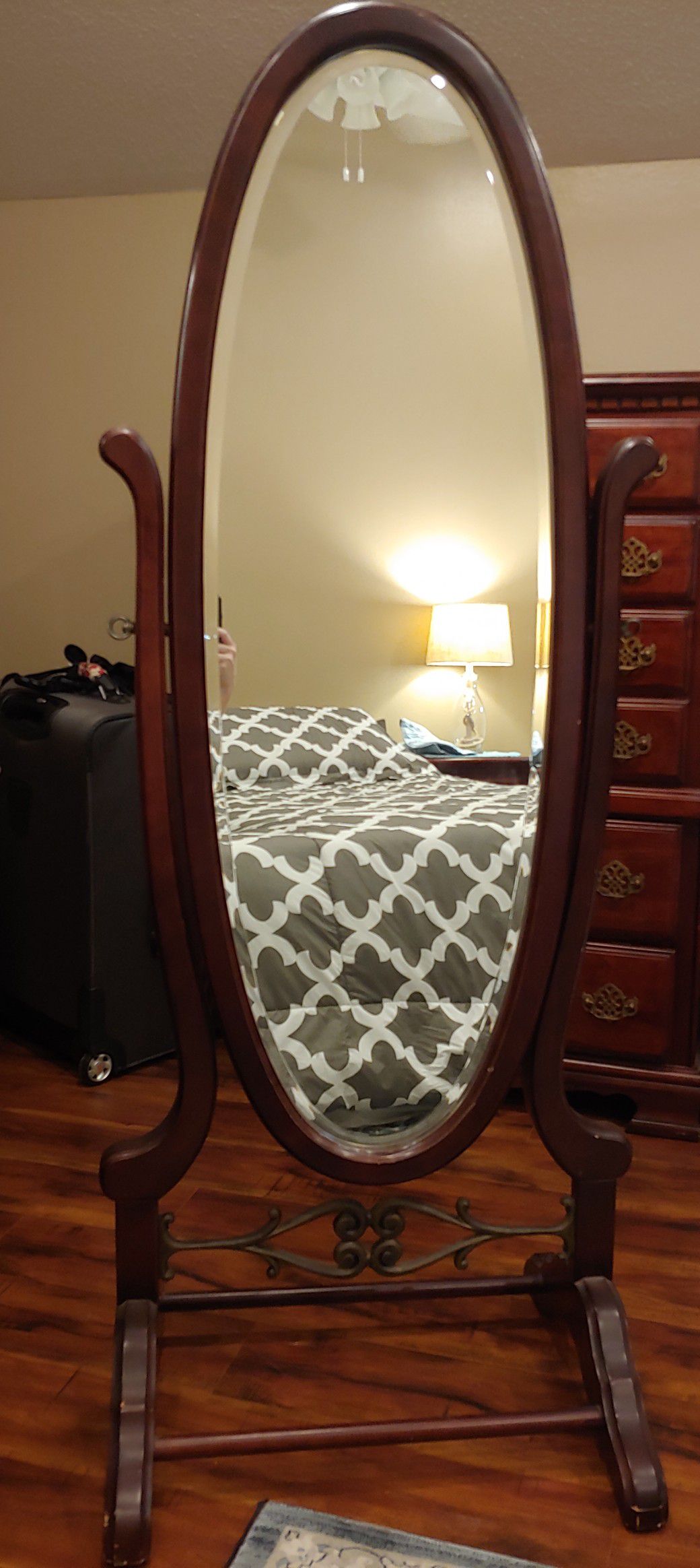 Old Fashioned Stand-Up Full Length Wooden Mirror
