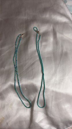 Teal Seed Bead Necklaces Set of 2