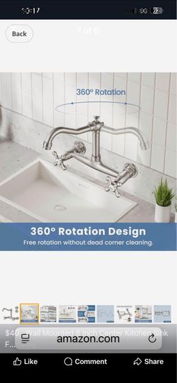 Wall Mounted 8 Inch Center Kitchen Sink Faucet Commercial Wall Mount Kitchen Tap Double Black and Nickel K16N