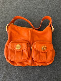 Michael Kors Orange Leather Shoulder Bag Gold Hardware