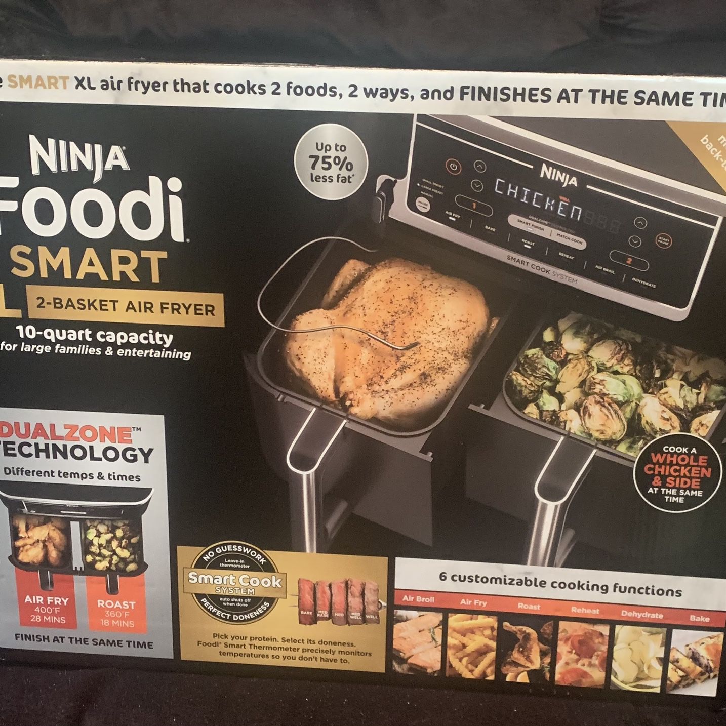 Ninja DZ550 Foodi 10 Quart 6-in-1 Dual Zone Smart XL Air Fryer With 2  Baskets for Sale in Fontana, CA - OfferUp