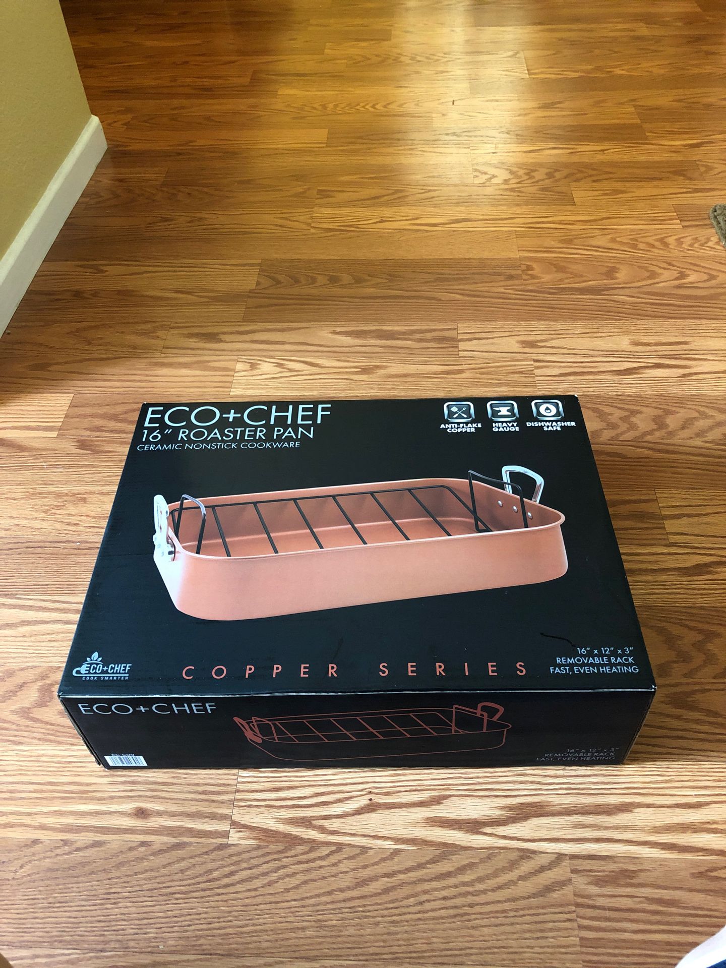 Roaster Pan 16” Copper Ceramic Nonstick Eco+chef