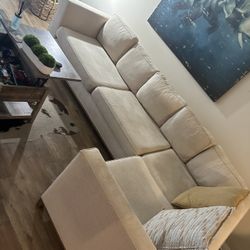 Custom Crate And barrel White Sectional Couch 