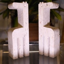 Rare Fratelli Mannelli Travertine Giraffe Bookend Pair Made in Italy in 1970’s 