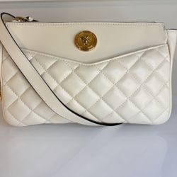 Versace La Medusa Quilted Nappa Leather Shoulder Bag – Off White