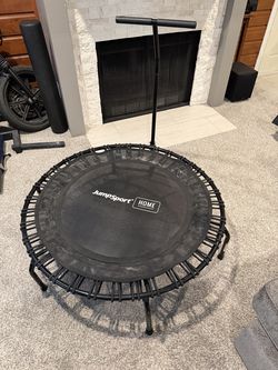 JumpSport Rebounder Mini Trampoline + Handle Bar — Bungee, Not Springs