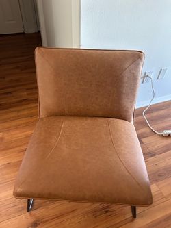Brown Faux Leather Accent Chair