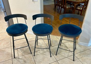 Navy Blue Val and metal bar stools - countertop height