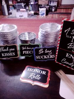 Candy Bar Sign Set with Mini Metal Buckets(12 buckets)