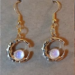 Gold Crescent Moon Handmade Earrings 