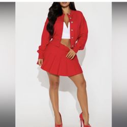 Fashion Nova Red Skirt Set